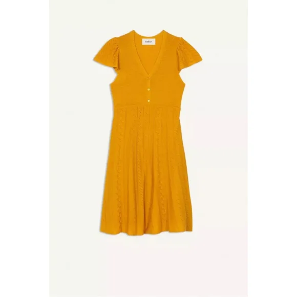 ba&sh Mustard Mini Dress with Short Sleeves 0185 - Picture 4 of 15
